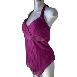 Y2K Halter Top 2000’s Burgundy Sequined Whimsigoth Babydoll Sz Large Glam Party